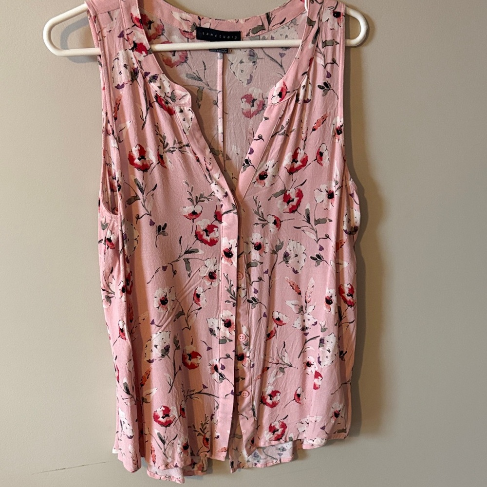 Sanctuary Pink Floral Button-Down Blouse